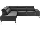 Ecksofa 3C CANDY "Greve modern und bequem, inkl. manueller Kopfteilverstellung, L-Form", schwarz, B:249cm H:79cm T:209cm, 100% Leder, Sofas, Ecksofa, wahlweise mit motorischem Sitzvorzug