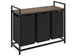 tectake Wäschesortierer,, Schwarz, Braun, Metall, Rechteckig, 93.5x72x34 cm, Ordnen & Aufbewahren, Wäschekörbe & Tonnen