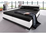 Polsterbett MAINTAL "LAGO wahlweise mit Matratze & Bettkasten, Bezug: Microvelours", schwarz-weiß (weiß, schwarz), B:167cm H:91cm L:211cm, Bezug Bett: 100% Polyester;Bezug Matratze: 100% Polyester, Betten, Polsterbett, in verschiedenen Größen und Farben erhältlich