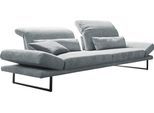 3-Sitzer 3C CANDY "Mallow Designsofa mit Komfortfunktionen, modern und bequem", grau, B:258cm H:83cm T:103cm, 100% Polyester, Sofas, 3-Sitzer, Verstellbare Armlehne und Kopfteil, manuelle Sitztiefenverstellung