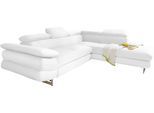 Ecksofa COTTA "Solution L-Form, Design Sofa, bequeme Wellenunterfederung, Design Fuß", weiß (altweiß), B:262cm H:73cm T:228cm, Sofas, Ecksofa, mit Arm- & Kopfteilverstellung, wahlweise mit Schlaffunktion