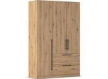 Kleiderschrank OTTO HOME "Mehrzweckschrank Aktenschrank Möbel Mietswohnung Schlafzimmer AVOLA", braun (eiche artisan), B:136cm H:197cm T:54cm, Holzwerkstoff, Schränke, Kleiderschrank, mit hochwertigen Stangengriffen aus Metall in Schwarz MADE IN GERMANY