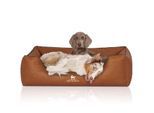 Knuffelwuff Orthopädisches Hundebett Chesapeake aus Laser gestepptem marmoriertem Kunstleder terracotta M-L