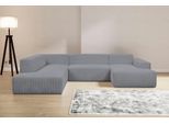 Wohnlandschaft WERK2 "Zeus-U 330 cm breit, viel Platz, modern und zeitlos", grau, B:330cm H:70cm T:263cm, 90% Polyester, 10% Nylon, Sofas, Wohnlandschaft, Curvy Trend mit urbaner Optik auch in weichem Cord, U-Form