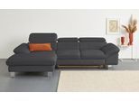 Ecksofa COTTA "Driver L-Form, B: 268 cm, moderne Couch mit Wellenunterfederung, Leder", grau (fango), B:268cm H:73cm T:169cm, LEDER BEEFY (ein abgedecktes Spalt-Rindsleder) im Sitz und Rücken (Korpus in Kunstleder);Luxus-Kunstleder;Kunstleder SOFTLUX;Leder Pampas (echtes Rindsleder), Rückseite mit schwarzem Spannstoff bezogen, Sofas, Ecksofa, Kopfteilverstellung, opt. Schlaffunktion + XL Bettkaste