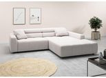 Ecksofa 3C CANDY "Denver auch mit Cord- und Easy care-Bezug, Kopfteilverstellung L-Form", weiß, B:258cm H:68cm T:217cm, 100% Polyester, Sofas, Ecksofa, wahlweise. mit motorischer Sitztiefenverstellung