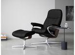 Relaxsessel STRESSLESS "Consul", schwarz (schwarz paloma), B:82cm H:102cm T:72cm, Leder PALOMA: PALOMA ist ein durchgefärbtes Semianilin-Möbelleder mit natürlicher Narbung., Sessel, Relaxsessel, mit Cross Base, Größe S, M & L, Holzakzent Wenge