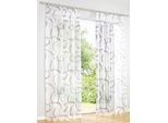 Gardine HEINE HOME Gr. 1, grau (weiß, taupe), B:140cm H:145cm, Polyester, Gardinen, Gardine