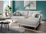 Ecksofa HOME AFFAIRE "Levke, 255 x 180 cm, modern und bequem", blau (grau, zierkissen grau, blau), B:255cm H:94cm T:180cm, 100% Polyester, Sofas, Ecksofa, zwei verschiedene Fußfarben wählbar