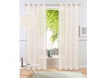 Gardine OTTO HOME "Kyllo", beige (creme), B:140cm H:145cm, Polyester, Polyester, Gardinen, Gardine, Leinen-Look, halbtransparent, Ösen- Aufhängung, Pflegeleicht