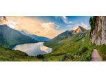 Leinwandbild BÖNNINGHOFF "Wandbild BERGSEE XXL 60x140 cm – Leinwandbild Keilrahmen Deko modern", grün (farbe bild(er): grün, blau), B:140cm H:60cm T:1,8cm, Canvas, MDF, Bilder, Leinwandbild, auf Keilrahmen gespannt