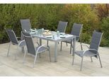 Garten-Essgruppe MERXX "Amalfi", silber (silber, grau), Polyester, Aluminium, Polyester, Sitzmöbel-Sets, Garten-Essgruppe
