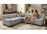 Ecksofa OTTO HOME "Faxxe 249 x 214 cm, auch mit Schlaffunktion", grau (hellgrau), B:249cm H:74cm T:214cm, 90% Polyester, 10% Nylon, Sofas, Ecksofa, aus haustierfreundlichem Pet Friendly Cord, L-Form