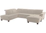 Wohnlandschaft OTTO HOME "Solvei U-Form", beige (natur), B:342cm H:104cm T:235cm, Struktur (100% Polyester);Luxus-Microfaser Lederoptik (100% Polyester);Luxus-Microfaser ALTARA NUBUCK (100% Polyester), Sofas, Wohnlandschaft, Sitztiefenverstellung und Federkern, wahlweise Kopfteilverstellung