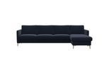 Ecksofa FLEXLUX "Fiore, L-Form, bequem und komfortabel durch hochwertigem Sitzaufbau", blau (royal blau), B:280cm H:85cm T:159cm, Sofas, Ecksofa, schmale Armlehnen, Kaltschaum, Füße Alu+ Eiche