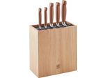 Messerblock ZWILLING "**** VIER STERNE Wood", braun, B:18,5cm H:42cm, Messerblöcke, Messerblock, Messer mit Kotibé-Holzgriffe, Messerblock aus Eiche