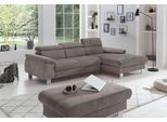 Ecksofa COTTA "Komaris L-Form, B: 244 cm", grau, B:244cm H:72cm T:166cm, Microfaser PRIMABELLE (100% Polyester);Kunstleder SOFTLUX(100%Polyurethan);Feinstruktur (100% Polyester);Kunstleder SOFTLUX/Struktur (100%Polyurethan, 90%Polyester, 10% Polyacryl), Sofas, Ecksofa, mit Kopfteilverstellung, optional Schlaffunktion, Bettkasten & Licht