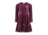Jerseykleid HAPPY GIRLS, Mädchen, Gr. 122, N-Gr, berry, Jersey, Obermaterial: 95% Baumwolle, 5% Elasthan. Futter: 100% Polyester. Unterteil: 100% Polyester, bedruckt, kurz, Rundhals, Kleider Jerseykleid, Baumwollmischung, Pailletten