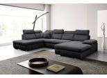 Wohnlandschaft WERK2 "Cordoba 359 x 232 cm inkl. Bett modern und bequem", anthrazit, B:359cm H:86cm T:232cm, Sofas, Wohnlandschaft, Struktur, U-Form, XXL, Schlaffunktion, Bettkasten