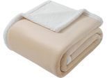 Wohndecke OTTO HOME "Sennu", beige (sand), B:130cm L:180cm, Polyester, Wohndecken, Wohndecke, 420g/m², flauschige, Wohndecke mit Teddyoptik, Tagesdecke
