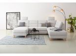 Wohnlandschaft OTTO HOME "Westerland U-Form", silber, B:303cm H:90cm T:213cm, 98% Polyester 2% Polyamid, Sofas, Wohnlandschaft, Federkern, wahlweise Schlaffunktion, Stauraum und Armlehn-Verstellung