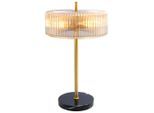 Collett's Monde Tischleuchte, Bernstein, Metall, Glas, Abstraktes,Abstraktes, 51 cm, CE, Schnurschalter, Lampen & Leuchten, Innenbeleuchtung, Tischlampen, Tischlampen