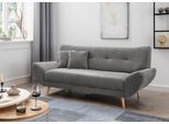 3-Sitzer HOME AFFAIRE "Basta, komfortable Wellenunterfederung, Breite 205cm", grau (graubraun), B:205cm H:82cm T:87cm, 100% Polyester, Sofas, 3-Sitzer