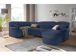 Wohnlandschaft DOMO COLLECTION "Bahia mit viel Platz, zeitloses Design, U-Form", blau (dunkelblau), B:308cm H:91cm T:200cm, Luxus-Microfaser (100% Polyester), mit Muster;Struktur (100% Polyester), Sofas, Wohnlandschaft, wahlweise mit Bettfunktion