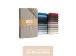 Spannbettlaken OTTO HOME "BLACKBERRY in PREMIUM und BASIC Qualität, 100% Baumwolle", beige (taupe), B:180cm L:200cm, Jersey (160 g/m²), Obermaterial: 100% Baumwolle, Bettlaken, Spannbettlaken, für hohe Matratzen bis 28 cm, Bettlaken, Spannbetttuch, Boxspring