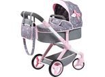 Kombi-Puppenwagen BAYER "Xeo", rosa (grau, rosa mit schleifen), Puppenwagen, KinderB:37cm H:73cm T:68cm, Kunststoff, Metall, Stoff, Kombi-Puppenwagen, B:37cm H:73cm T:68cm