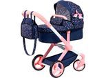 Kombi-Puppenwagen BAYER "Xeo", blau mit rosa blümchenmuster, Puppenwagen, KinderB:37cm H:73cm T:68cm, Kunststoff, Metall, Stoff, Kombi-Puppenwagen, B:37cm H:73cm T:68cm