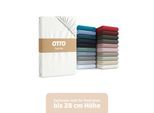 Spannbettlaken OTTO HOME "BLACKBERRY in PREMIUM und BASIC Qualität, 100% Baumwolle", weiß (wollweiß), B:120cm L:200cm, Jersey (160 g/m²), Obermaterial: 100% Baumwolle, Bettlaken, Spannbettlaken, für hohe Matratzen bis 28 cm, Bettlaken, Spannbetttuch, Boxspring