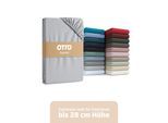Spannbettlaken OTTO HOME "BLACKBERRY in PREMIUM und BASIC Qualität, 100% Baumwolle", grau (hellgrau), B:70cm L:140cm, Jersey (160 g/m²), Obermaterial: 100% Baumwolle, Bettlaken, Spannbettlaken, für hohe Matratzen bis 28 cm, Bettlaken, Spannbetttuch, Boxspring