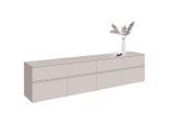 Xora Lowboard, Kaschmir, Kunststoff, 4 Schublade(n) Schubladen, 220x52x40 cm, stehend, hängend, Wohnzimmer, Wohnwände, Lowboards, Lowboards stehend