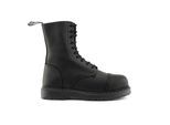 Grinders Unisex-Schnürstiefel aus schwarzem Leder mit Stahlkappe – Stag ACS