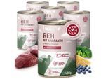 REAVET Hundenassfutter – Reh mit Amaranth an Brokkoli & Heidelbeere 6x400 g