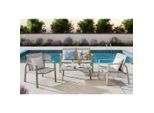 Ambia Garden Gartenmöbel-Set , Weiss, Beige , Metall, Textil , 4-teilig , 67x122x53 cm , Gartenmöbel, Gartengarnituren, Gartenmöbel-Set