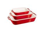 Staub Ceramique Ofenformenset 3-tlg, rechteckig, Kirsch-Rot, Keramik