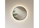 Emke Badspiegel, Schwarz, Glas, Rund, 70x70x3 cm, Badezimmer, Badezimmerspiegel, Badspiegel