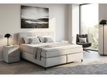 Boxspringbett JOCKENHÖFER GRUPPE "CAPELLO, inkl. Taschenfederkernmatratze H3-H4 und 6cm Kaltschaumtopper", beige (grau 438, 29), B:171cm L:212cm, Bezug Bett: Flachgewebe (100% Polyester);Topper und Matratzenspiegel: 100% Polyester, Komplettbetten, Boxspringbett, Bezug in verschiedenen Strukturstoffen, 160x200 oder 180x200 cm