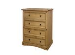 Mid.you , Naturfarben, Honig , Holz , Kiefer , massiv , 4 Schublade(n) Schubladen , 90x122x48 cm ,