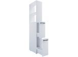 Mid.you Hochschrank, Weiß, Kunststoff, 1 Fächer, 2 Schublade(n) Schubladen, 25x183x50 cm, stehend, Badezimmer, Badezimmerschränke, Hochschränke
