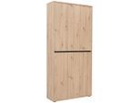 Xora Schuhschrank, Eiche, Holzwerkstoff, 20 Fächer, 100x210x34 cm, Garderobe, Schuhaufbewahrung, Schuhschränke