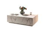 Livetastic Couchtisch, Weiß, Holzwerkstoff, Marmoroptik, rechteckig, Sockel, 75x35x120 cm, Wohnzimmer, Wohnzimmertische, Couchtische, Couchtische Marmoroptik