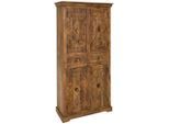 Livetastic Garderobenschrank Cotonou, Braun, Holz, Mangoholz,Mangoholz,Mangoholz, massiv, Floral, 2 Fächer, 2 Schublade(n) Schubladen, 90x180x45 cm, Garderobe, Garderobenschränke, Garderobenschränke