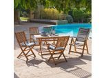 Ambia Garden Gartentischgruppe, Akazie, Holz, Akazie, massiv, rechteckig, 120 cm, Stühle klappbar, Gartenmöbel, Gartenmöbel-Sets