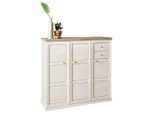 Hom`in Schuhschrank, Grau, Weiß, Holzwerkstoff, 7 Fächer, 2 Schublade(n) Schubladen, 133.4x123x42.5 cm, Beimöbel erhältlich, Garderobe, Schuhaufbewahrung, Schuhschränke
