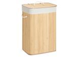 Wäschekorb, Natur, Metall, Textil, Naturmaterialien, Holzwerkstoff, 72 L, 40x60x30 cm, Tragegriffe, Deckel, Innenfutter, Ordnen & Aufbewahren, Wäschekörbe & Tonnen