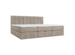 Esposa Familienbett, Graubraun, Kunststoff, H3, Höhe ca. 21 cm, 240x200 cm, gepolstertes Kopfteil, Stoffauswahl, Topper geteilt, in verschiedenen Größen erhältlich, Box mit integrierter Matratze, Familienbett, Schlafzimmer, Betten, Familienbetten