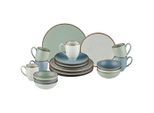 Landscape Kombiservice Farmhouse, Blau, Grün, Beige, Keramik, 24-teilig, Vintage, 400 ml,400 ml, Lfgb, Handmade Quality, handgemacht, Essen & Trinken, Geschirr, Geschirr-Sets, Kombiservice